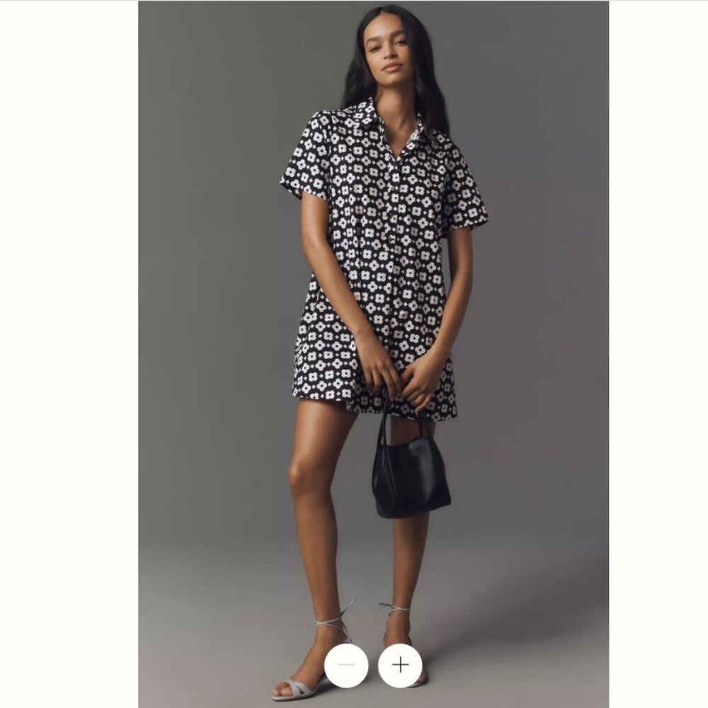 Anthropologie Black and White Mod Floral Pollie Dress